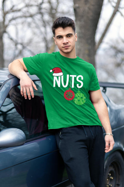 Chest and Nuts Christmas Shirts Xmas Couples Matching Outfits His and Her Holiday Short Sleeve Matching Sets