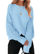 ZESICA Women's Fall Long Sleeve Crew Neck Solid Color Cable Knit Chunky Casual Oversized Pullover Sweater Tops
