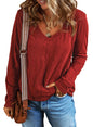 EVALESS Womens Casual V Neck Tops Spring Summer 2025 Long Sleeve Shirts Basic T Shirts Loose Fit T-Shirts Cotton Tee Clothes