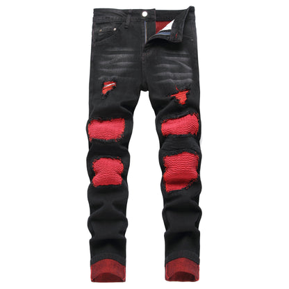 JUNBAOSS Men's Slim Fit Stretch Jeans Ripped Skinny Jeans for Men, Distressed Straight Leg Fashion Comfort Flex Waist Pants
