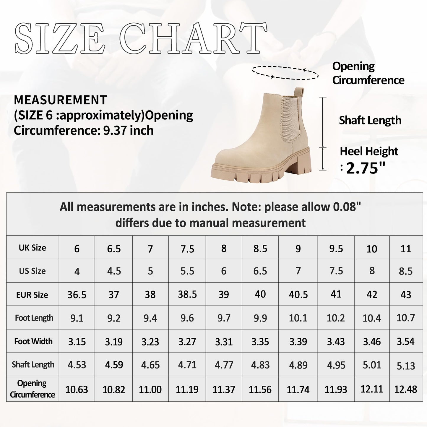 Vepose Women's 936 Chelsea Ankle Boots Platform Lug Sole Elastic Slip on Booties