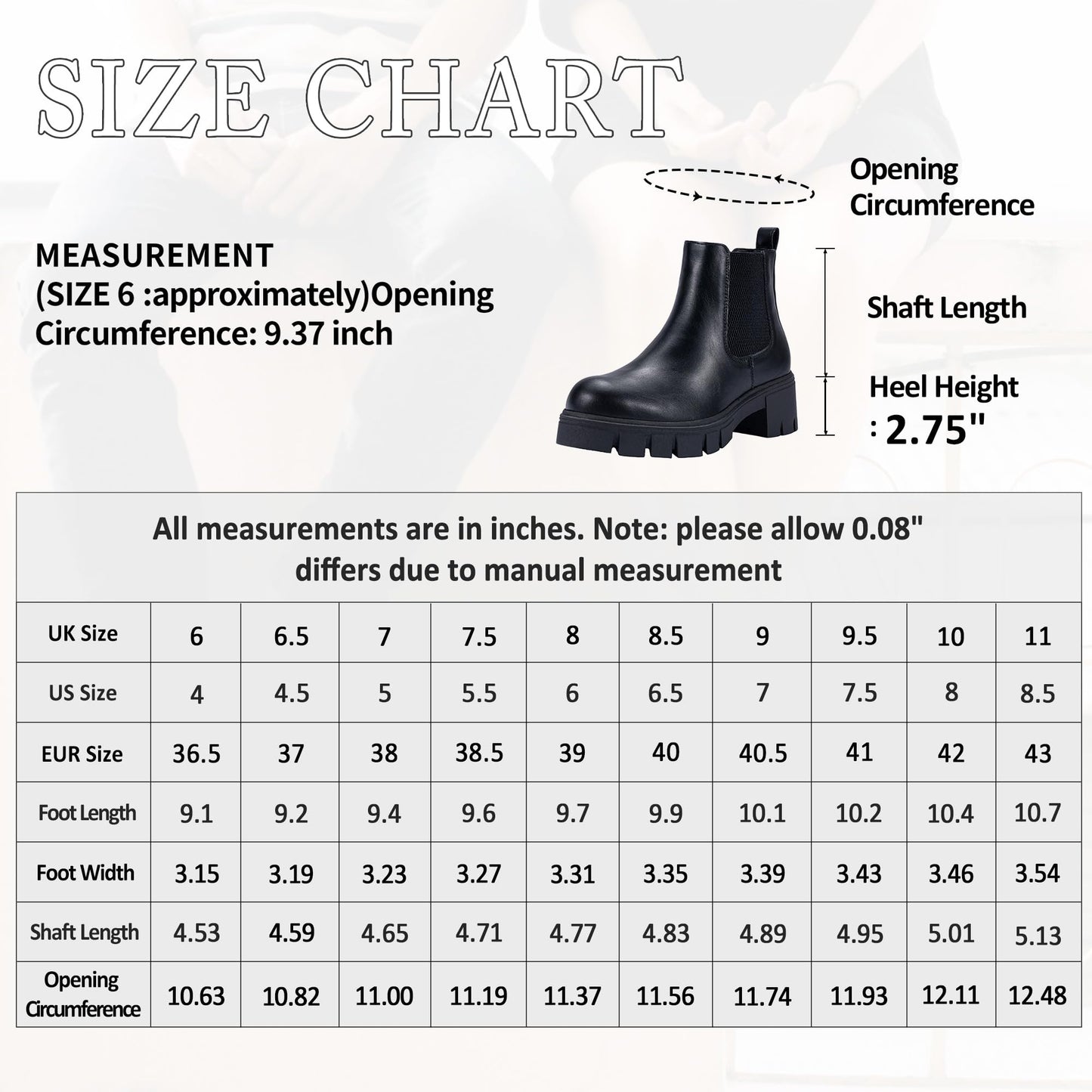 Vepose Women's 936 Chelsea Ankle Boots Platform Lug Sole Elastic Slip on Booties