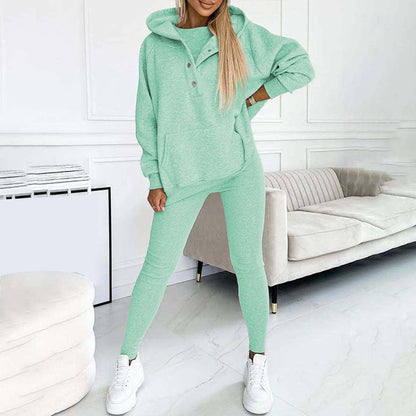 Lounge Sets for Women - 2 Piece Button Thick Outfits Sweatsuit Hoodies with Pants Fall Jogging Track Suits for Women
