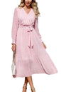 PRETTYGARDEN Women's Floral Print Boho Dress Long Sleeve Wrap V Neck Ruffle Belted A-Line Flowy Maxi Dresses