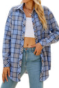 CHYRII Womens Button Down Flannel Shirts Long Sleeve Plaid Shackets Business Casual Blouse Top