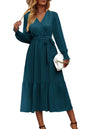 PRETTYGARDEN Women's Floral Print Boho Dress Long Sleeve Wrap V Neck Ruffle Belted A-Line Flowy Maxi Dresses