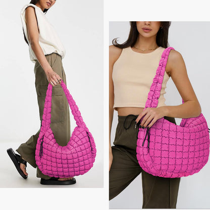 Juoxeepy Quilted Tote Bag Large Quilted Carryall Puffer Shoulder Bag Lightweight Quilted Padding Hobo Bag Quilted Bag