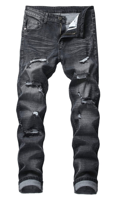 Men's Ripped Skinny Stretch Distressed Destroyed Slim Jeans Denim Pants