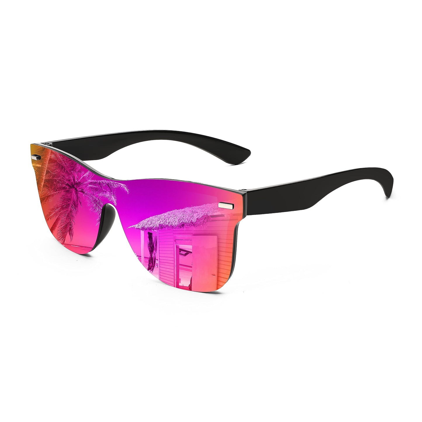 FEISEDY Sunglasses, Rimless Mirrored Sun Glasses with Reflective One-Piece Lens, B4114
