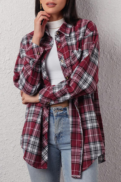 CHYRII Womens Button Down Flannel Shirts Long Sleeve Plaid Shackets Business Casual Blouse Top