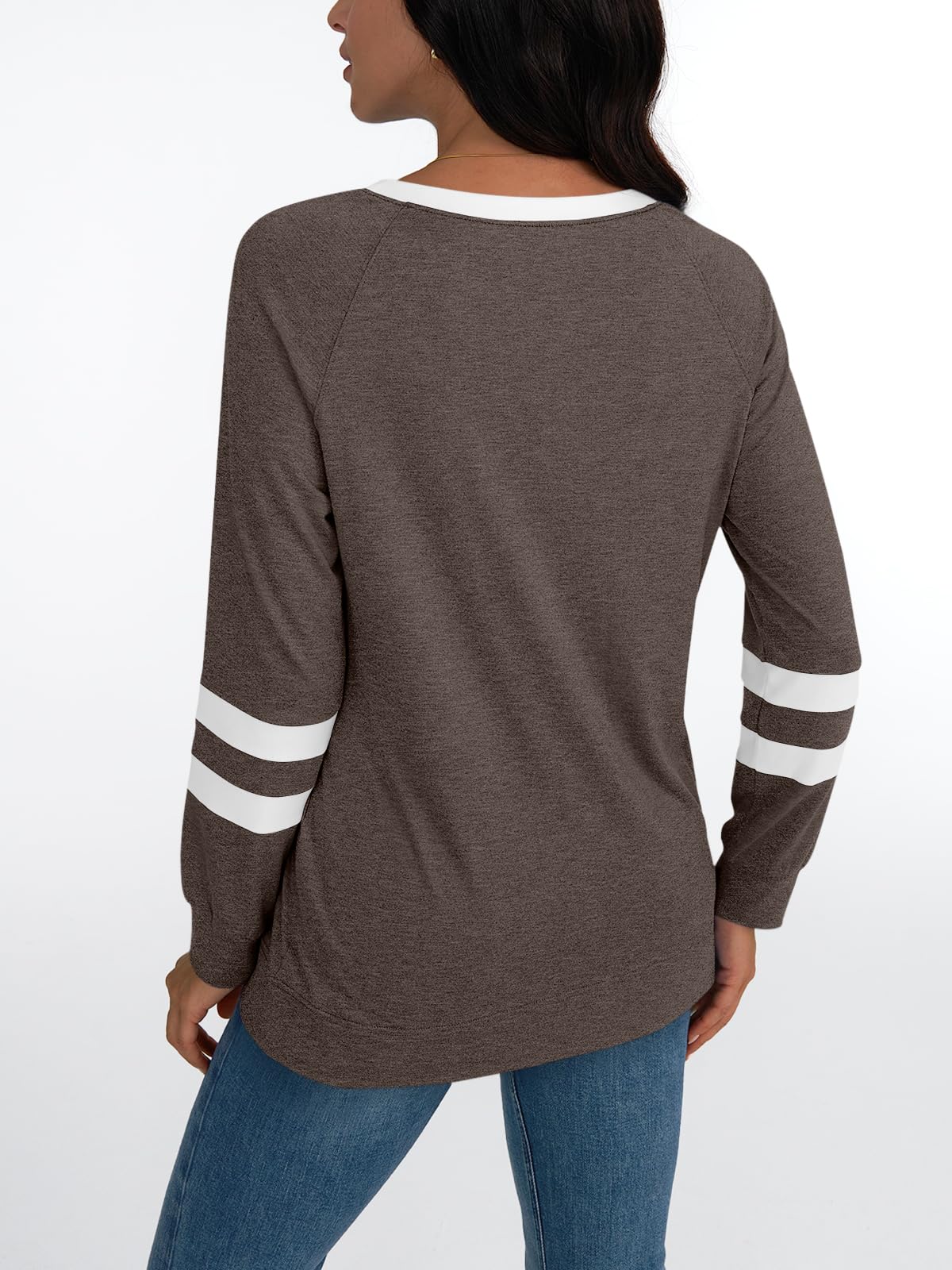 AUTOMET Womens Long Sleeve Shirts Color Block Casual Crewneck Tops Tshirt Basic Tees Fall Fashion Clothes Trendy Outfits