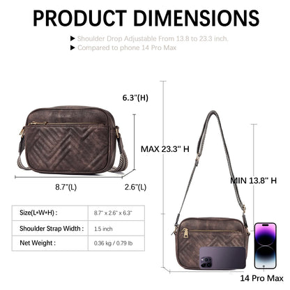 BOSTANTEN Quilted Crossbody Bags for Women Vegan Leather Purses Small Shoulder Handbags with Wide Strap
