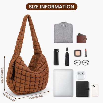 Juoxeepy Quilted Tote Bag Large Quilted Carryall Puffer Shoulder Bag Lightweight Quilted Padding Hobo Bag Quilted Bag