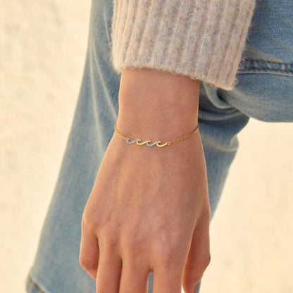 STORYJEWELLERY Wave Bracelets, Birthday Gifts for Women, Gifts for Mom, Sister Birthday Gifts, Daughter Gifts from Mom, Mom Birthday Gifts, Daughter Bracelets, Mothers Day Gifts, Christmas Gifts