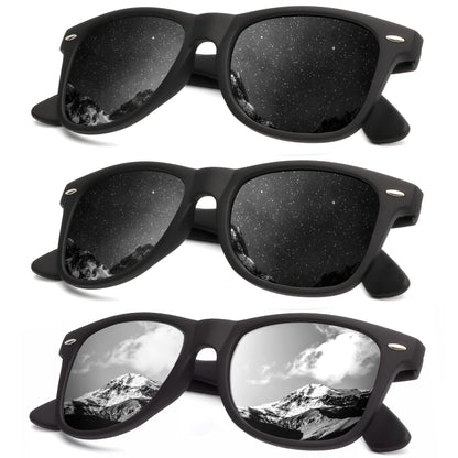 KALIYADI Polarized Sunglasses for Men and Women Matte Finish Sun glasses Color Mirror Lens UV Blocking (3 Pack)