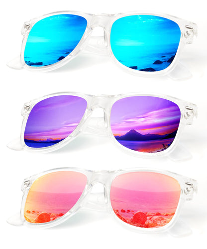 KALIYADI Polarized Sunglasses for Men and Women Matte Finish Sun glasses Color Mirror Lens UV Blocking (3 Pack)
