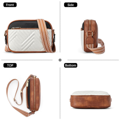 BOSTANTEN Quilted Crossbody Bags for Women Vegan Leather Purses Small Shoulder Handbags with Wide Strap