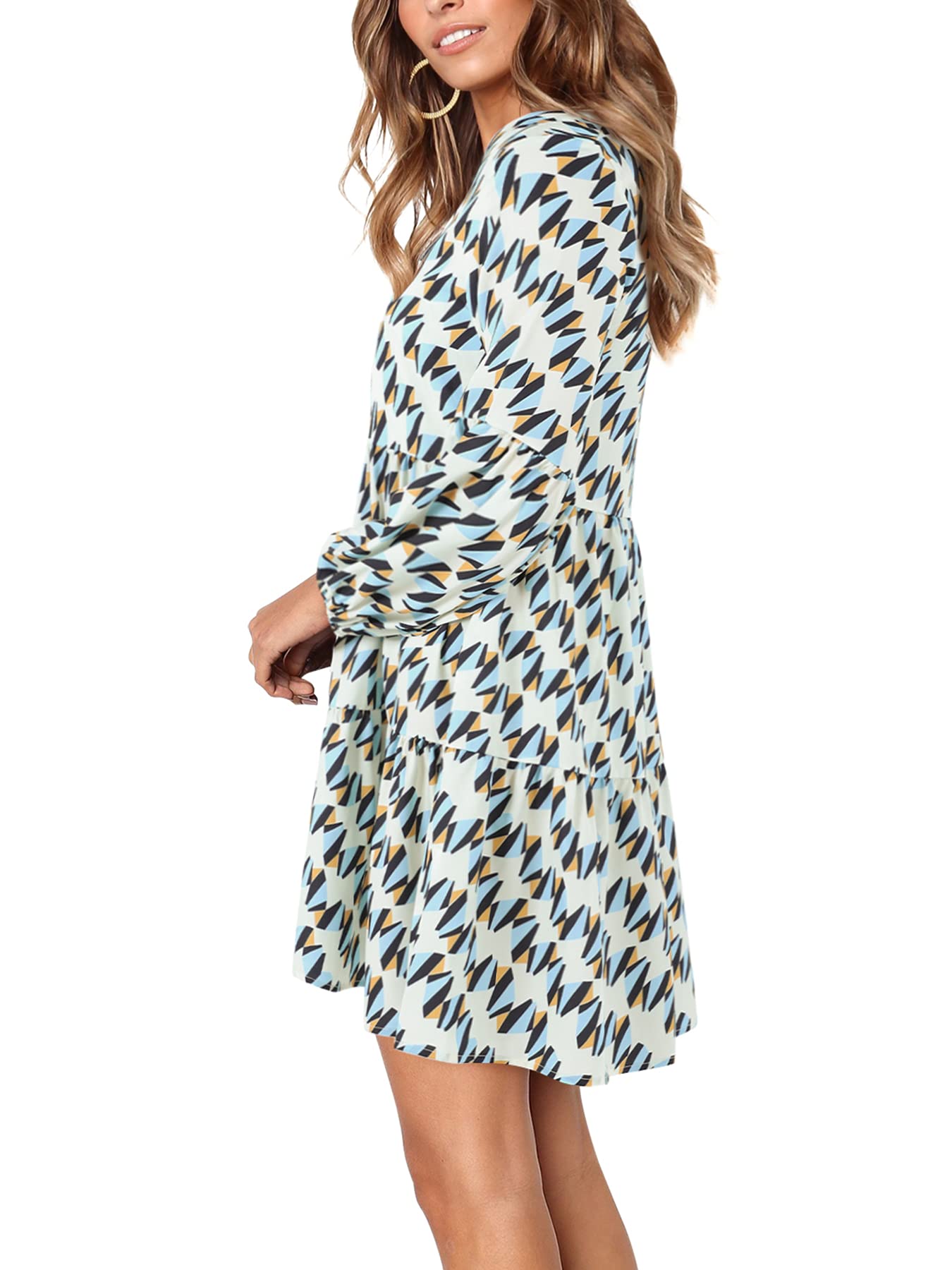 Amoretu Women Summer Tunic Dress V Neck Casual Loose Flowy Swing Shift Dress