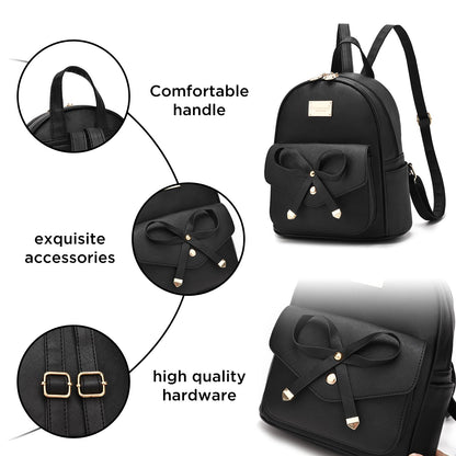 I IHAYNER Girls Bowknot Cute Leather Backpack Mini Backpack Purse for Women