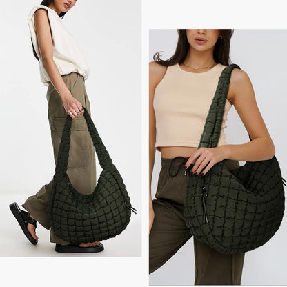 Juoxeepy Quilted Tote Bag Large Quilted Carryall Puffer Shoulder Bag Lightweight Quilted Padding Hobo Bag Quilted Bag