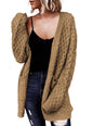 Dokotoo Women's 2024 Fashion Casual Open Front Long Sleeve Chunky Cable Knit Cardigans Sweaters Outerwear Coats with Pockets