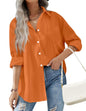 HOTOUCH Women Oversized Button Down Shirts Office Drop Shoulder Blouse Long Sleeve Boyfriend Dress Shirt with Pockets
