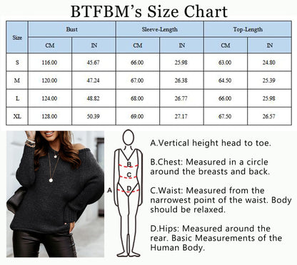 BTFBM Women Casual Long Sleeve Fall Sweaters Crew Neck Solid Color Soft Ribbed Knitted Oversized Pullover Loose Fit Jumper