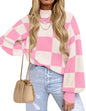 ZESICA Women's Fall Fashion Turtleneck Long Sleeve Striped Ribbed Knit Loose Pullover Sweater Tops