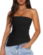PRETTYGARDEN Womens Tube Top 2025 Summer Trendy Strapless Tops Going Out Outfits Ruched Asymmetrical Bandeau Shirts