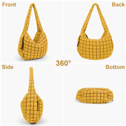 Juoxeepy Quilted Tote Bag Large Quilted Carryall Puffer Shoulder Bag Lightweight Quilted Padding Hobo Bag Quilted Bag