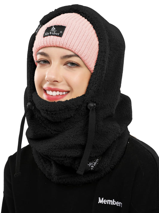Shy Velvet Balaclava Wind-Resistant Winter Face Mask,Fleece Ski Mask for Men and Women,Warm Face Cover Hat Cap Scarf