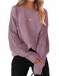 ZESICA Women's Fall Long Sleeve Crew Neck Solid Color Cable Knit Chunky Casual Oversized Pullover Sweater Tops