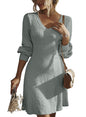Dokotoo Work Dresses for Women 2024 Trendy Fall Dresses V Neck Knit A Line Long Sleeve Dress Sweater Dress