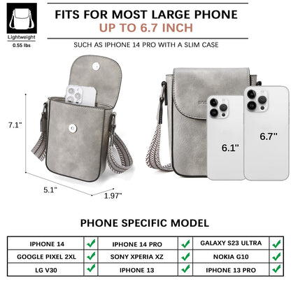 BOSTANTEN Small Crossbody Bags for Women Trendy Leather Phone Wallet Purses Handbags Adjustable Guitar Strap