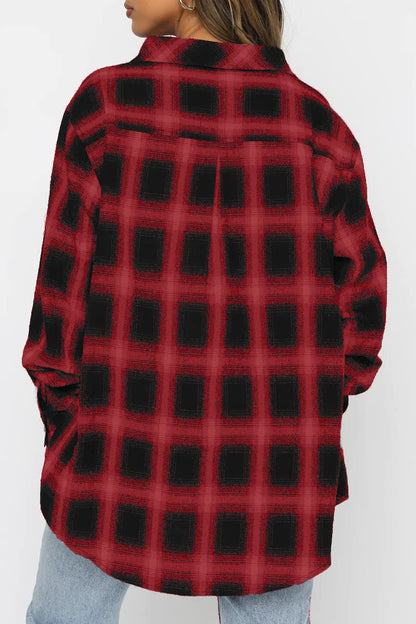 CHYRII Womens Button Down Flannel Shirts Long Sleeve Plaid Shackets Business Casual Blouse Top
