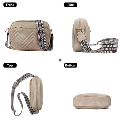 BOSTANTEN Quilted Crossbody Bags for Women Vegan Leather Purses Small Shoulder Handbags with Wide Strap