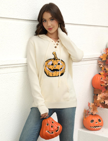 CiCiBird Women Fall Hoodies Sweater Knit V Neck Tops Oversized Fashion Pullover Casual Long Sleeve Shirts with Pockets
