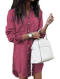 Zilcremo Women Denim Shirt Dresses Long Sleeve Distressed Jean Dress Button Down Casual Tunic Top