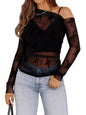 WIHOLL Womens Mesh Sheer Tops Sexy Crew Neck Summer Loose FIt Party Clubwear Shirts
