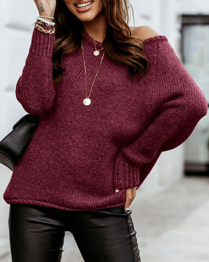 BTFBM Women Casual Long Sleeve Fall Sweaters Crew Neck Solid Color Soft Ribbed Knitted Oversized Pullover Loose Fit Jumper