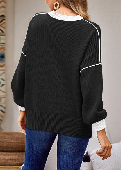 ETCYY Womens Oversized Sweaters Fall 2024 Fashion Clothes Trendy Batwing Sleeve Colorblock Striped Knit Pullover Sweater Tops