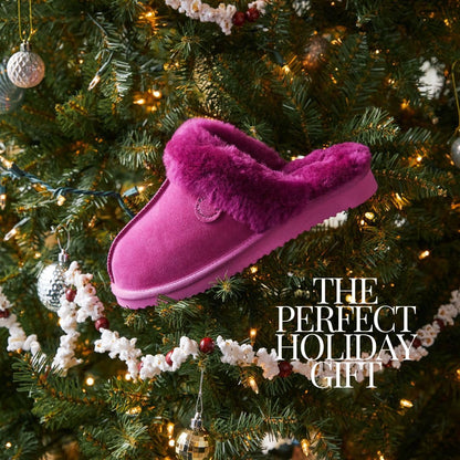 Dearfoams Women's Fireside Sydney Shearling Fur Indoor/Outdoor Scuff Slipper with Wide Widths