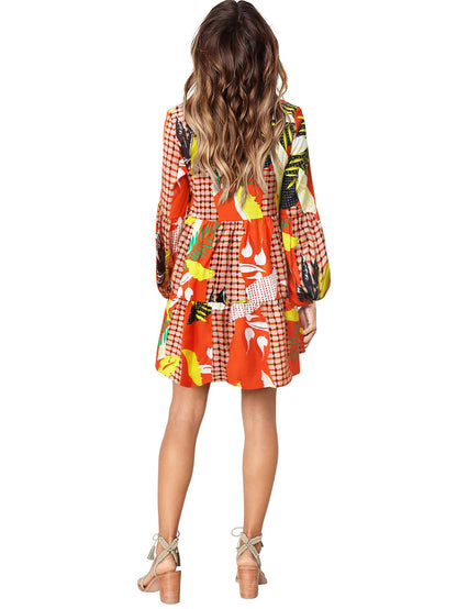 Amoretu Women Summer Tunic Dress V Neck Casual Loose Flowy Swing Shift Dress