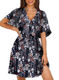 Dokotoo Womens Dresses 2024 Fall Summer Deep V Neck Elegant Bow tie Mini Dress S-XL