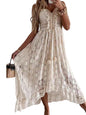 CUPSHE Women's Maxi Dress Lace Dresses Boho Tassel V-Neck Flare Ruffle Adjustable Straps Beach Summer Long Dress