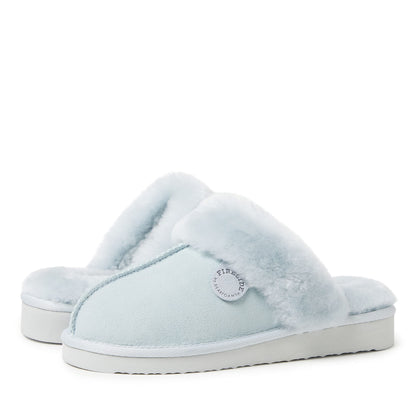 Dearfoams Women's Fireside Sydney Shearling Fur Indoor/Outdoor Scuff Slipper with Wide Widths