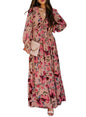 BLENCOT Womens Casual Boho Deep V Neck Short Sleeve Long Dress