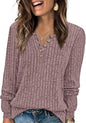 XIEERDUO Sweater for Women Long Sleeve Henley Shirts Tunic Tops to Wear with Leggings crew neck Sweaters Trendy 2024