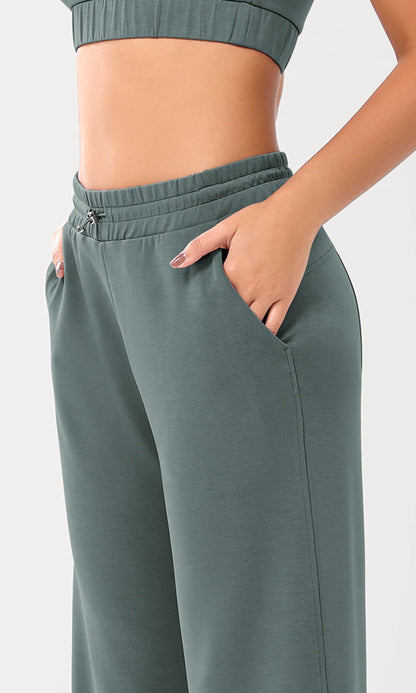 ODODOS Women's Modal Soft Wide Leg Pants with Pockets Adjustable Shockcord High Waist Casual Lounge Pants-27/29/31" Inseam