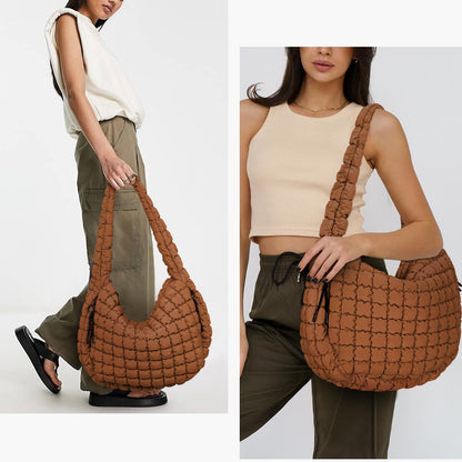 Juoxeepy Quilted Tote Bag Large Quilted Carryall Puffer Shoulder Bag Lightweight Quilted Padding Hobo Bag Quilted Bag